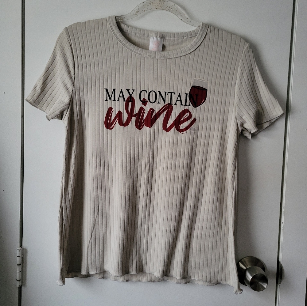 "May Contain Wine" soft ribbed tee